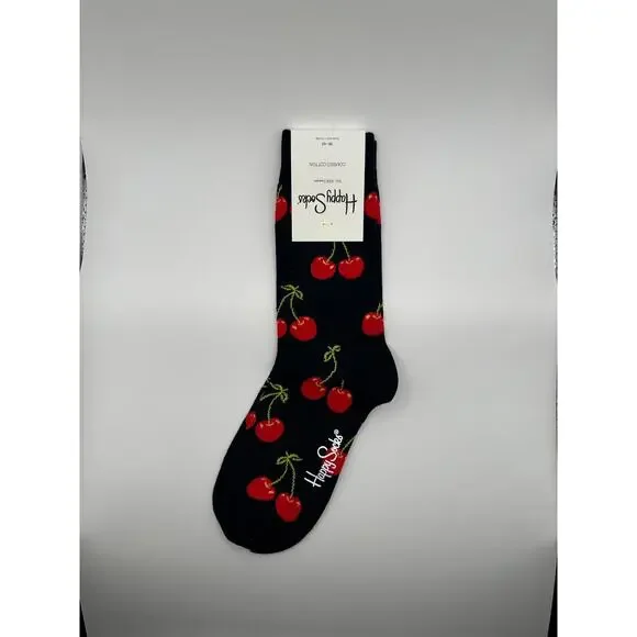 1 Pair Happy Socks Black Cherry Size Medium Unisex - Picture 1 of 3